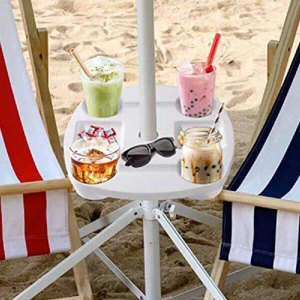 Umbrella Table Tray Beach Table With Cup Holder And Snack