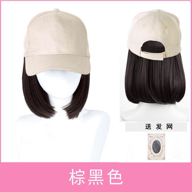 鸭舌帽波波头帽子帽子假发马尾图片