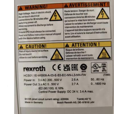 Rexroth力士乐驱动器HCS01.1E-W0028-A-0-E-S-EC-NN-NN-NN-FW