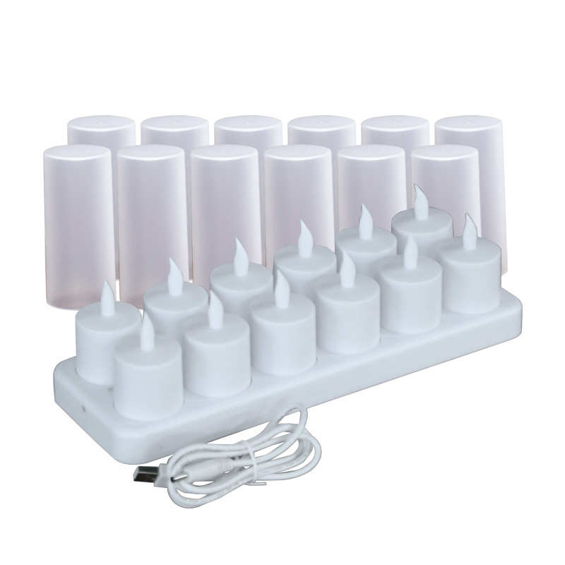 小久led电子遥控茶蜡烛蜡烛充电婚庆氛围座仿真灯12灯续航led