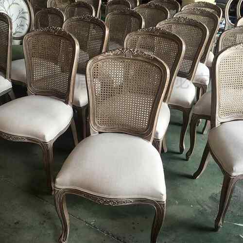 麻欧式复古实木雕花餐椅古藤网靠背皮革棉软包MZ0011坐垫设复计师