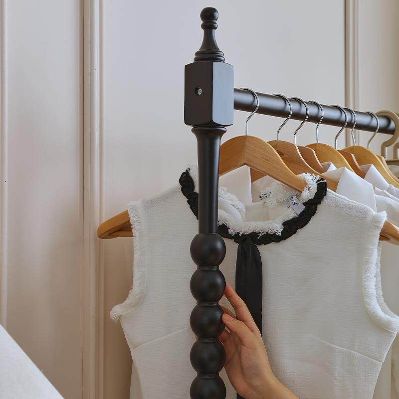 6式R法实木无品牌/落地衣帽架式床头柜一黑色卧室开放衣柜美式复