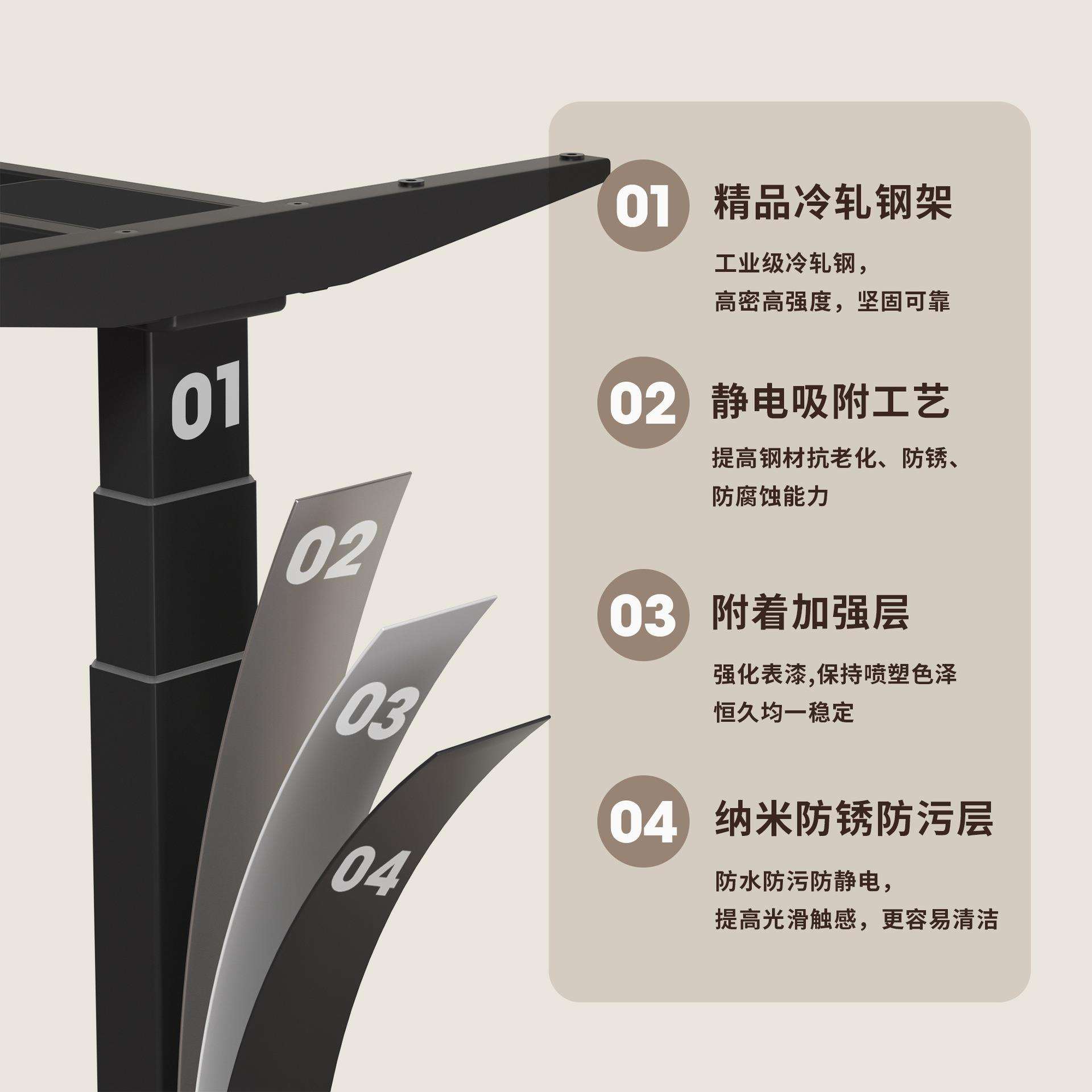 双电机2节正装电动升降桌腿 高度可调站立式学习办公电竞升降桌架