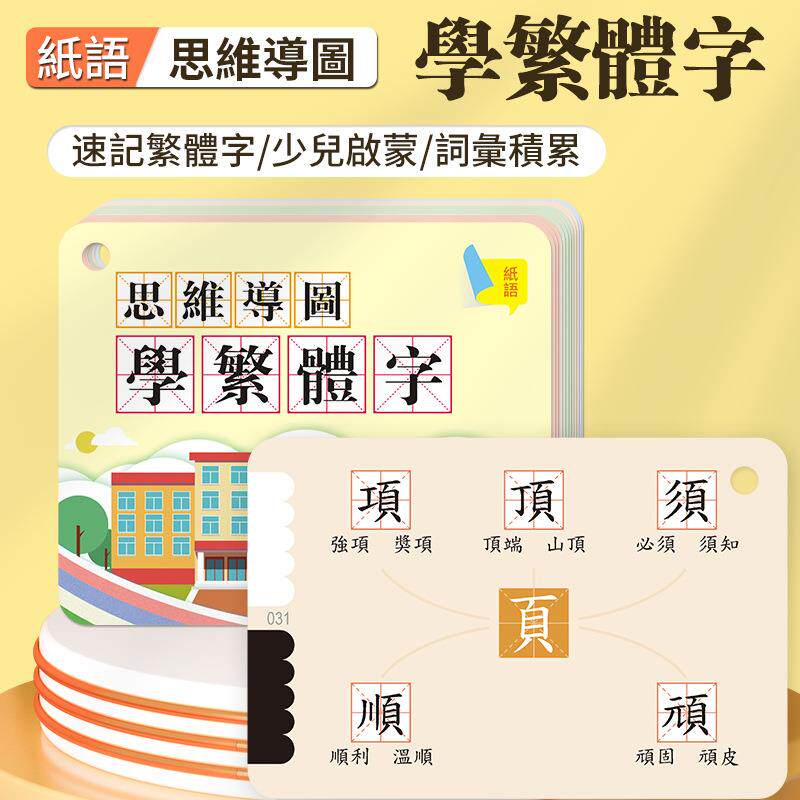思维导图学繁体字组词字根偏旁部首速记识字学习卡片益智游戏手卡