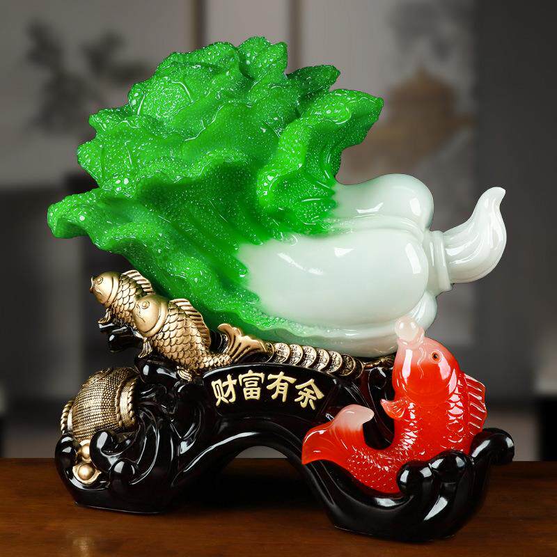 中式白摆财富有余树JF7298菜脂工艺摆件办公室客厅家居开装饰件品