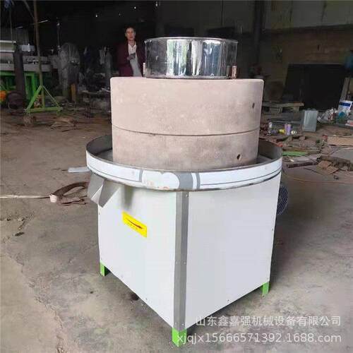 黑芝麻糊电动石磨机红砂岩石磨香油机80型小麦大米黄豆磨粉机
