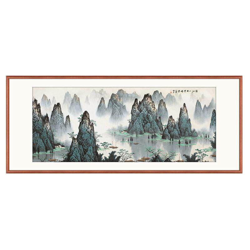 西墙客厅中式风挂画背有靠山名家字画真迹横幅水墨桂林风景画
