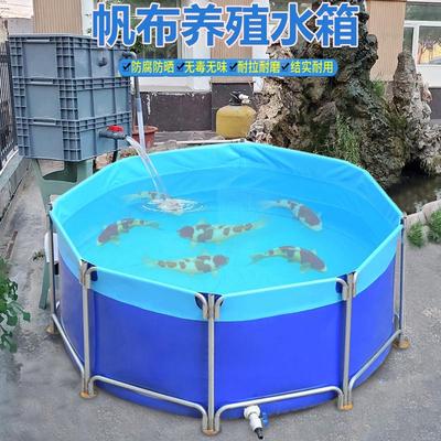 帆布鱼池游泳池防水布加厚家用专用圆形带支架养殖养鱼刀刮布水池