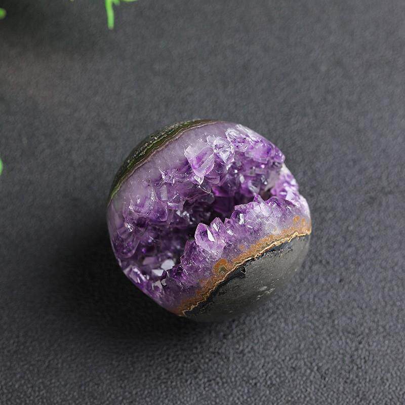 天然紫晶洞原石 紫水晶簇玛瑙开口笑 手工打磨居家装饰工艺品摆件