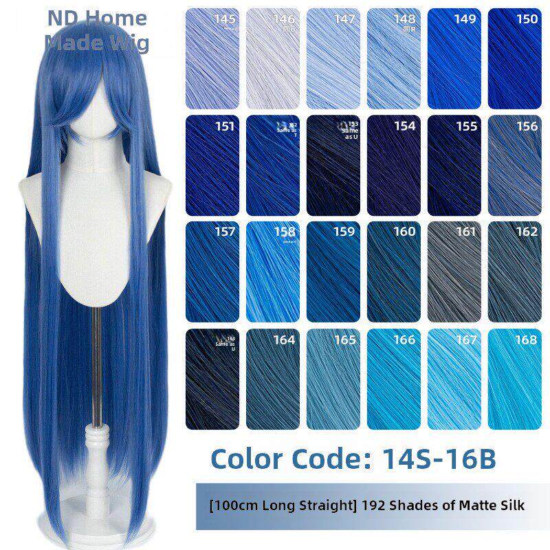 ND家毛娘万用100cm1米长直发145-168色cos假发深浅湖水靛蓝紫青兰