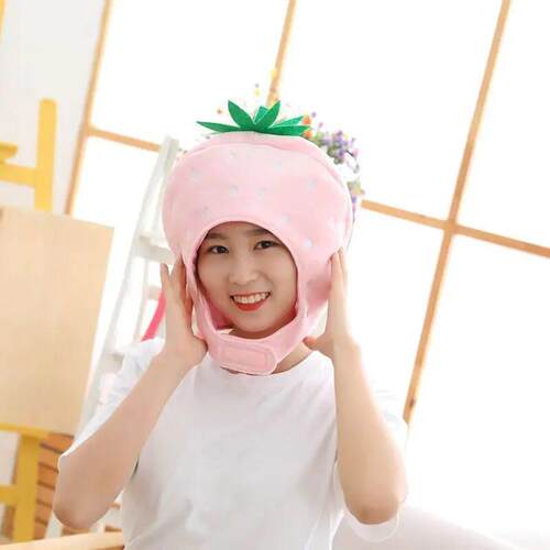 Funny Food Hat for Party, Red, Pink, Strawberry Headdress,
