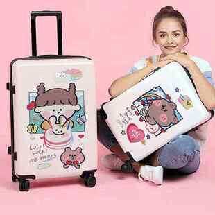 行李箱女学生韩版ins网红可爱卡通涂鸦拉杆箱万向轮旅行密码箱男