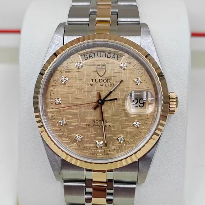 好价9.8新 帝舵王子系列精钢18K金自动机械表36MM钻石男表76213