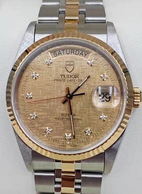 正品9.8新帝舵王子系列精钢18K金自动机械腕表36MM钻石男表76213