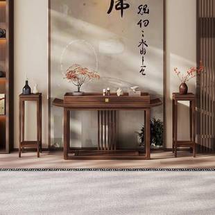 新中式北美黑胡桃全实木玄关桌家用入户玄关台禅意宋氏美学供台