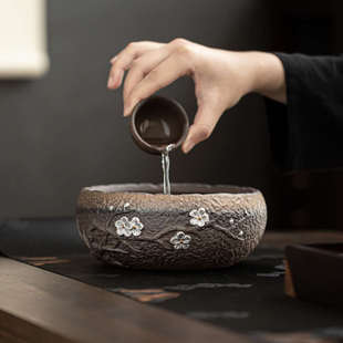 中式笔洗盂覆古家用盆功夫茶杯特大号大水缸茶具洗陶粗茶收纳