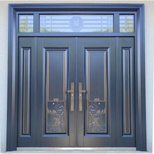 锌合金别墅大门双开门铸铝门农村自建房入户门四开堂屋客厅进户门