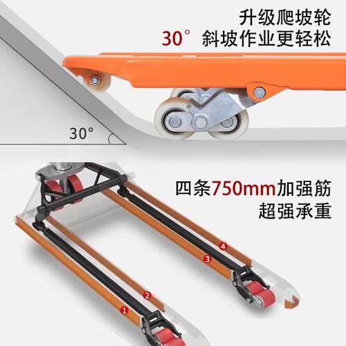手动叉车液压车搬运车2吨3吨地牛叉车手动推拉升降液压车手推地牛