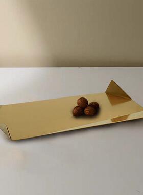 现代简约金属托盘摆件样板间售楼处客厅玄关创意几何软装收纳盘