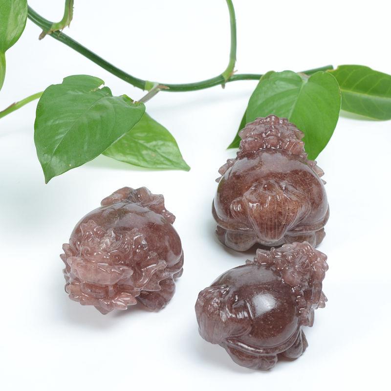厂家直销天然草莓晶龙龟新款小摆件家居装饰品客厅摆设简约美化
