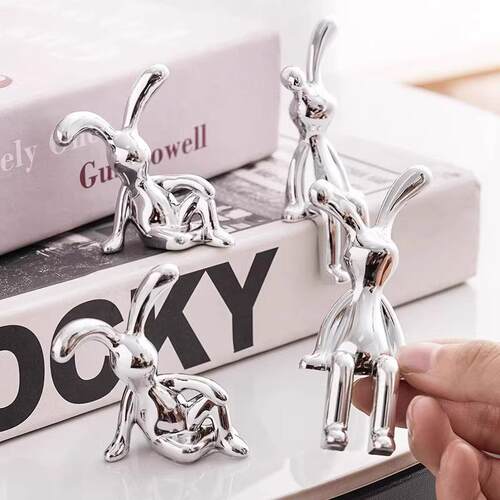 Nordic modern electroplated long-eared rabbit ornament, exud