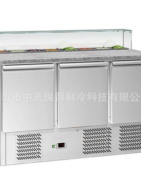 欧款商用披萨撒料台沙拉水果捞操作台展示保鲜冷藏冰柜奶茶水吧台