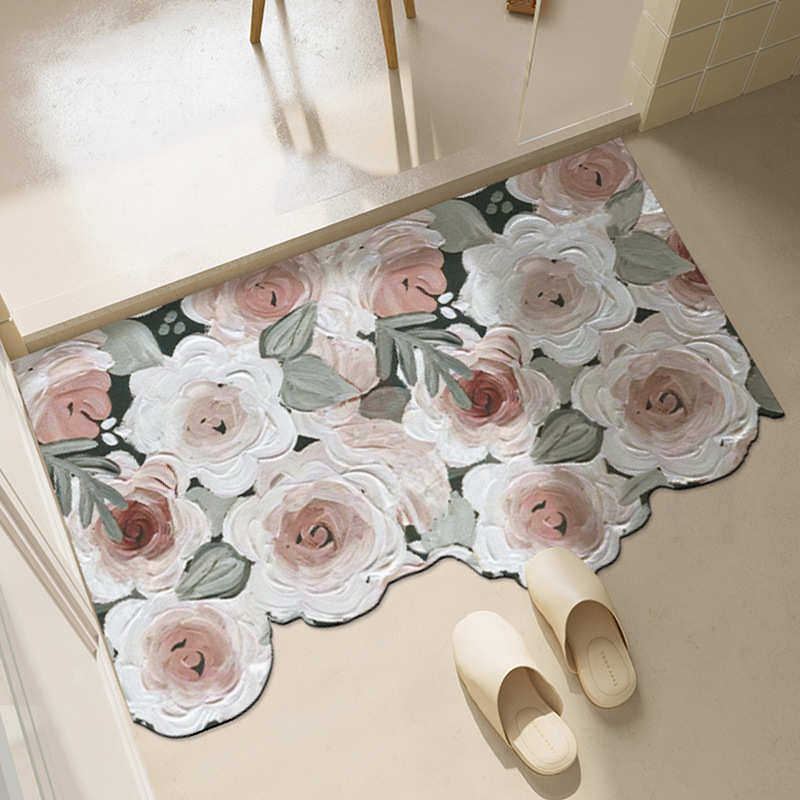 ins风硅藻泥地垫清新花朵浴室防滑垫卫生间门口耐磨吸水异形脚垫,居家布艺,家用脚垫,淘宝优惠券,粉丝福利购,淘宝优惠卷
