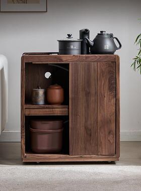 北美黑胡烧水21179实木水壶一体边几茶柜移动茶边柜小型家用茶几