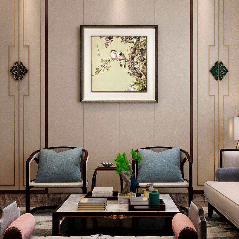 厂家直销新中式装饰画客厅书房茶室玄关挂画《仙萼长春图》铜板画