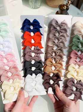 10Pcs/Set New Cute Solid Ribbon Bowknot Hair Clips for Baby