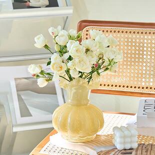 ins感琉璃花瓶风风顿奶油值简约芬高级现代北欧玻璃摆件中古颜高