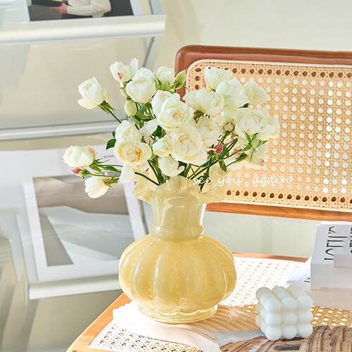 中古芬顿琉璃玻璃花瓶现代简约奶油风高级感高颜值装饰摆件ins风