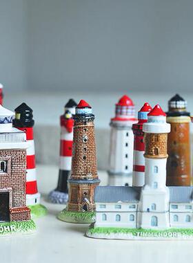 出口德国创意摆件桌面陶瓷手绘建筑小灯塔装饰摆件欧式鱼缸装饰品