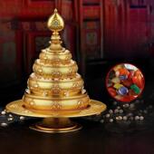 老荣书院升级加厚八吉祥纯铜曼扎托盘与托盘男子茶盘修覆托盘中等