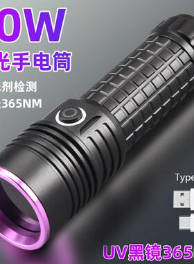 W大功率紫光手电筒uv黑镜紫光灯珠宝荧光防伪油污检测nm