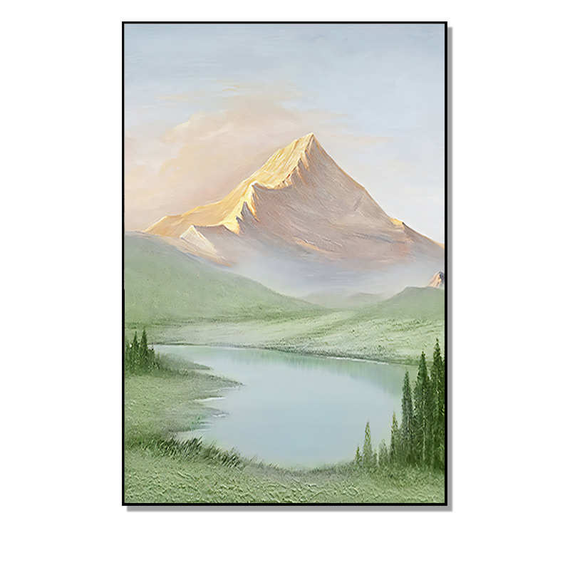 现代简约装饰画背有靠山客厅北欧挂画沙发落地画绿色玄关风景壁画
