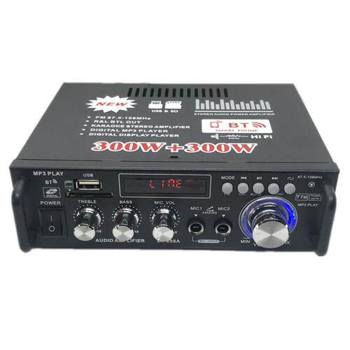 298多功能迷你小型功放机 5.0蓝牙插卡U盘MP3解码12V车载220V家用