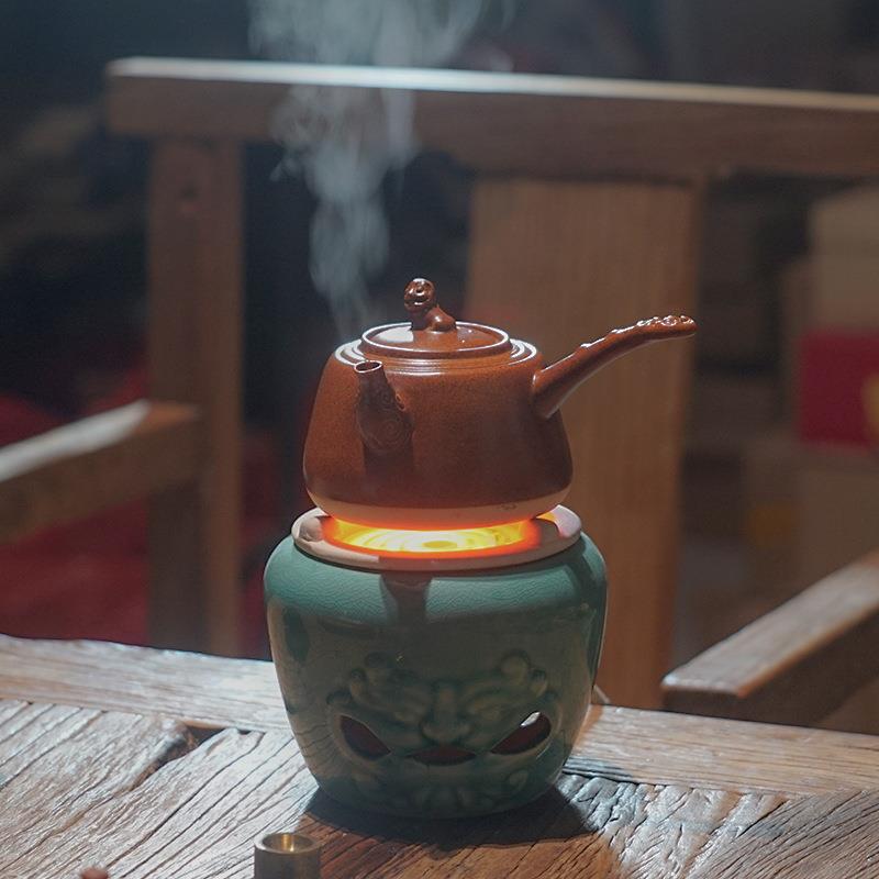 酱釉砂铫复刻老壶潮州工夫茶炭炉茶壶拟古玉书煨老碳炉仿古壶茶具