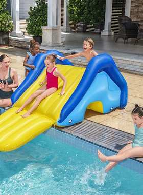 Bestway52453 单人高速赛道儿童充气轨道滑滑梯游泳戏水池儿童滑