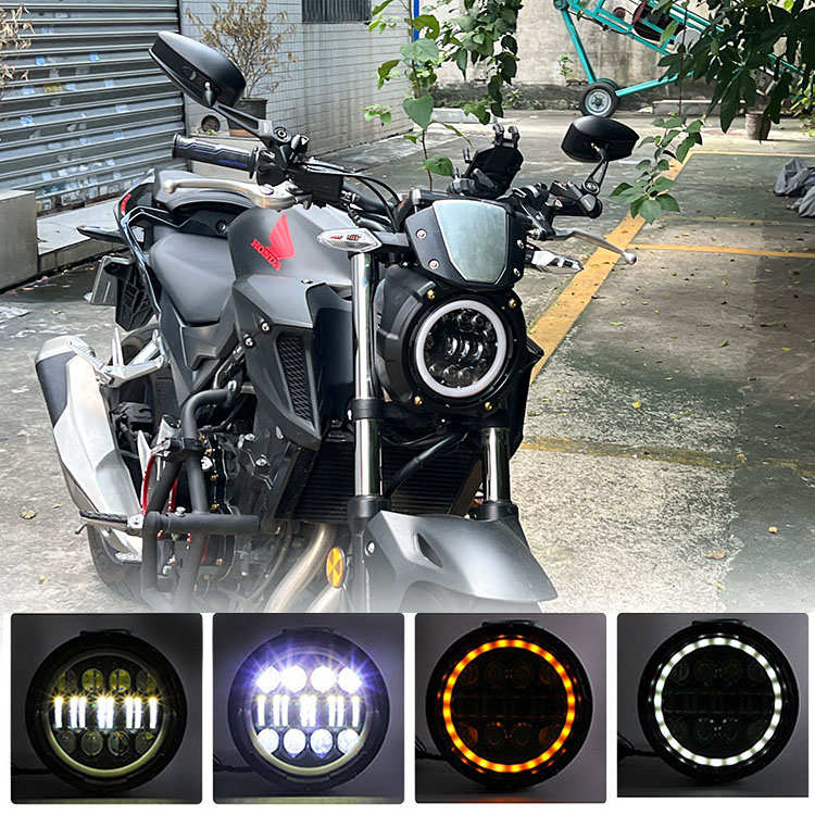 CB400F适用本田摩托车改装CB300R无损安装车灯cb650r圆灯大灯总成