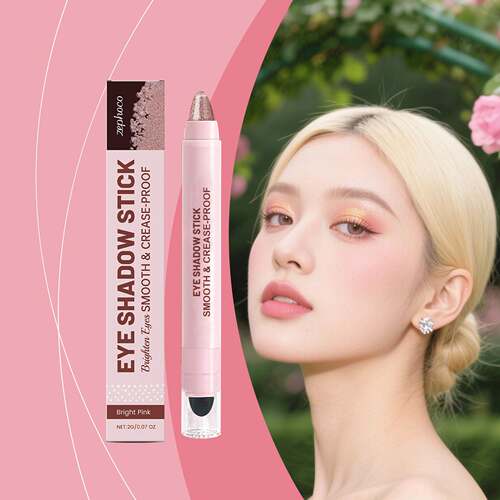 Zephoco Shimmering Cream Eyeshadow Stick - Bright Pink, Natu