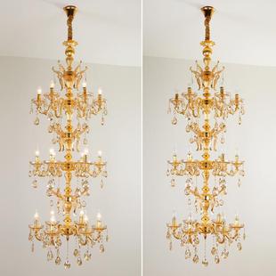 欧式 楼别墅水晶吊灯旋转楼梯间长吊灯玄关客厅灯具 锌合金吊灯复式