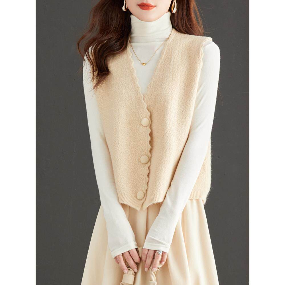 小香风马甲女春秋新款2025新款洋气毛衣背心衬衫叠穿外搭针织马夹