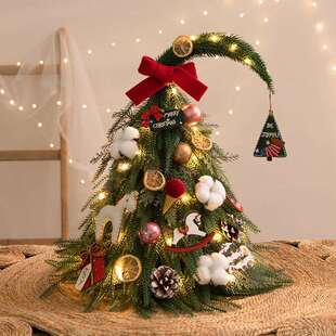 亚马逊迷你诺贝松圣诞树套装 饰品桌面精灵小树摆件 圣诞节氛围装