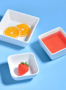 陶瓷餐具纯白色调味碟火锅佐料调料碟正方形小碗 甜点四方碗小菜