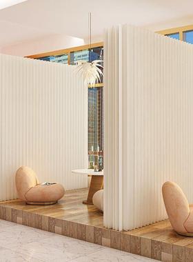 白色折叠GNC风高隔断客可厅地遮挡展会活动移动落伸缩屏风琴纸墙z