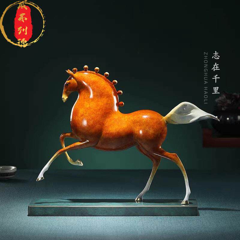 威弗列德办公室开业礼品客厅玄关唐马雕塑生肖马铜马马到成功摆件