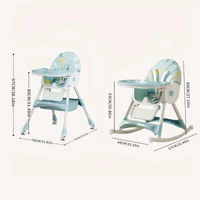 3-in-1 Convertible Baby High Chair Foldable Infant Chair Roc