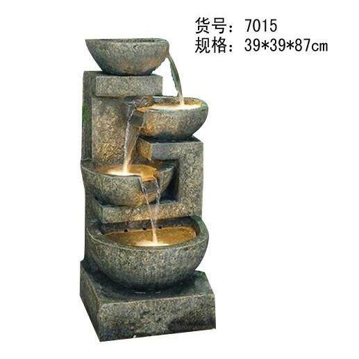 春善 复古流水石磨喷泉工艺品古典家居摆饰树脂创意工艺品