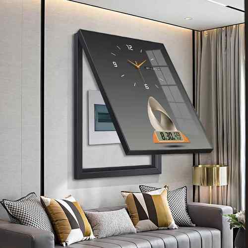 表抽象轻奢DBX-抽象电箱饰画带历钟表时钟配电箱万年挂装画电闸遮